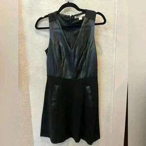 Boston Proper black sleeveless faux leather top dress. Size 4